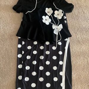 SHEIN Black and White Polka Dot Formal Dress